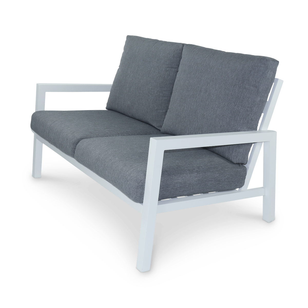 "Laguna" Hamptons Style Outdoor 2 Seater Lounge in Arctic White with Platinum Olefin Cushions - Image 2