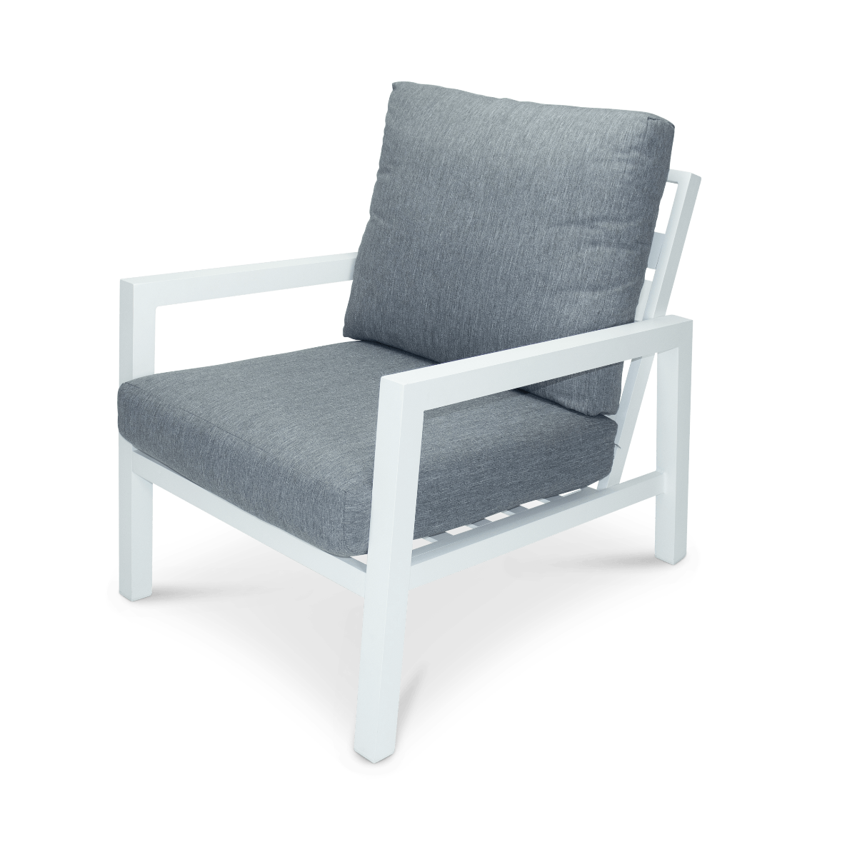 "Laguna" Hamptons Style Outdoor 4 Piece Setting with 2 Seater in Arctic White with Platinum Olefin Cushions - Image 3