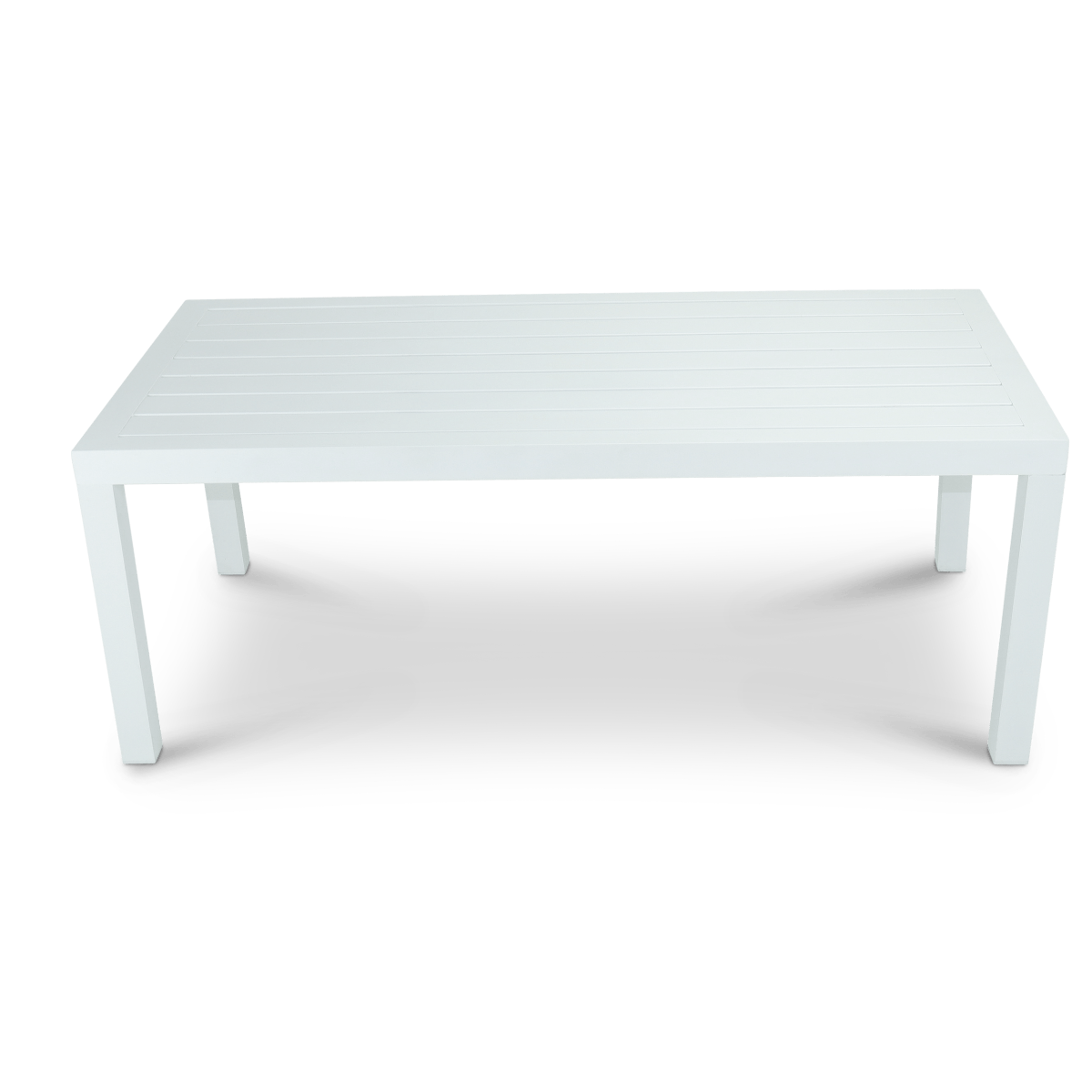 "Laguna" Hamptons Style Outdoor 4 Piece Setting with 2 Seater in Arctic White with Platinum Olefin Cushions - Image 4