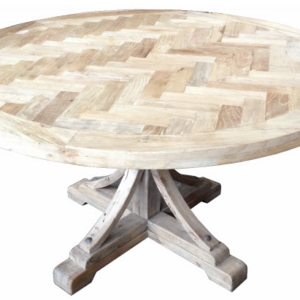 "Santiago" Hamptons Style Round Dining Table Recycled Elm Natural, 140cm x 76cmH