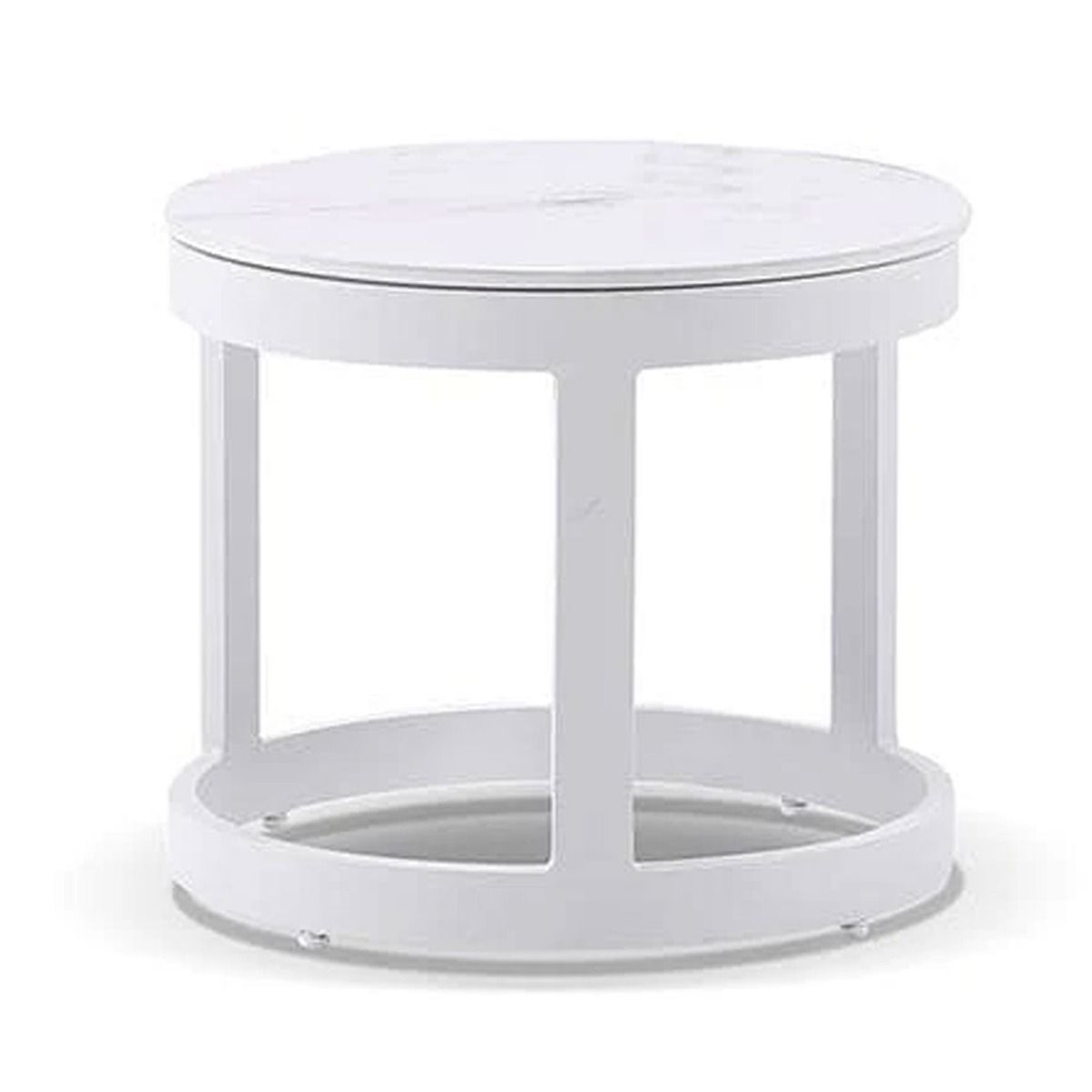 "Montego Bay" Hamptons Style Outdoor Ceramic & Aluminium Round Side Table Set in White - Image 2