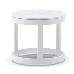 "Montego Bay" Hamptons Style Outdoor Ceramic & Aluminium Round Side Table in White