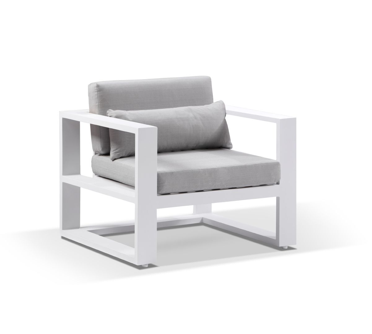 "Hawaii" Hamptons Style Outdoor Setting with 2 Seater Lounge & 2 x 1 Seater Lounges plus Coffee Table in White with Olefin Grey Cushions - Image 3