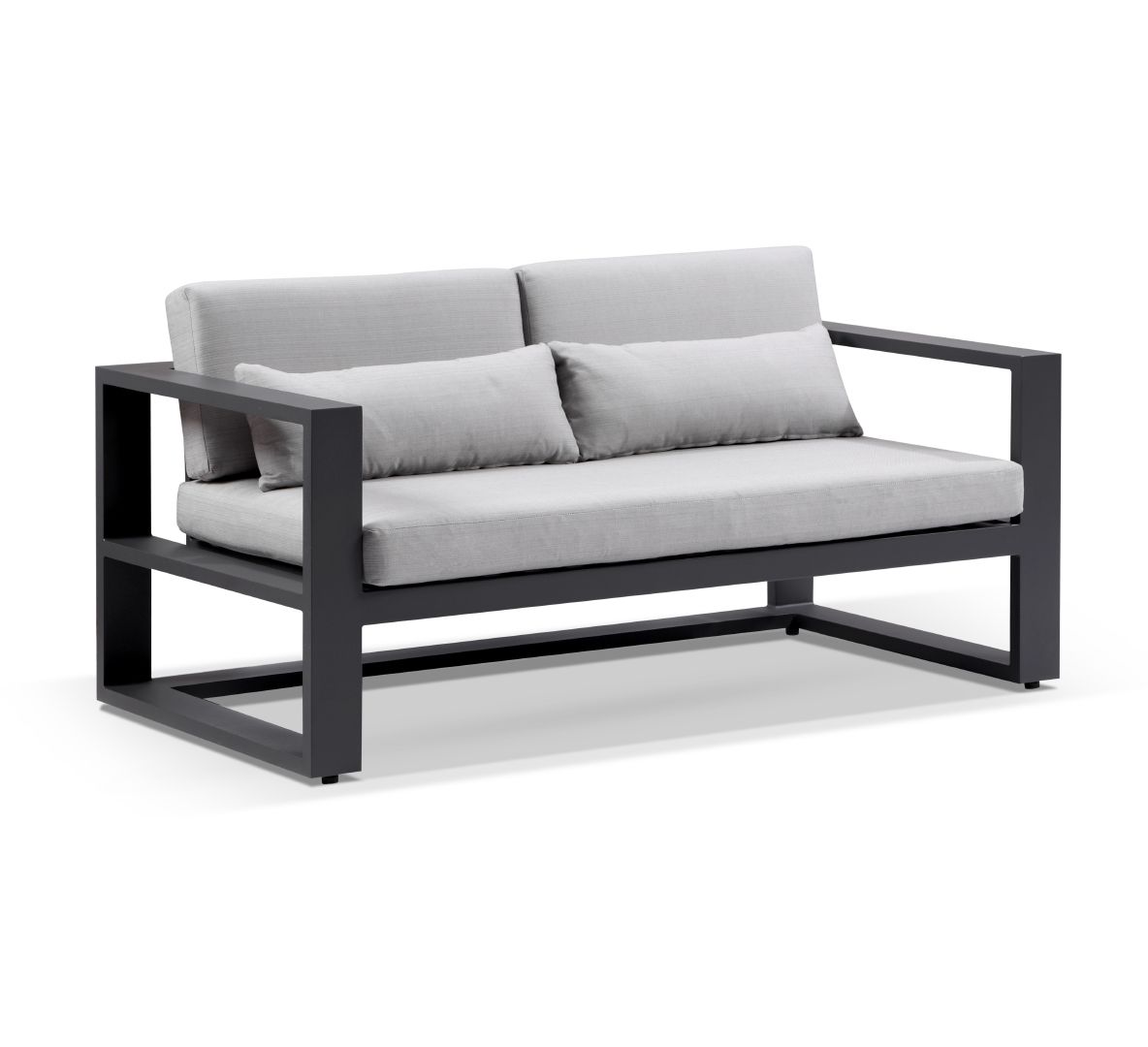 "Hawaii" Hamptons Style Outdoor Setting with 3 + 2 + 1 + 1 Seater Lounges in Charcoal with Olefin Grey Cushions plus Coffee Table - Image 3