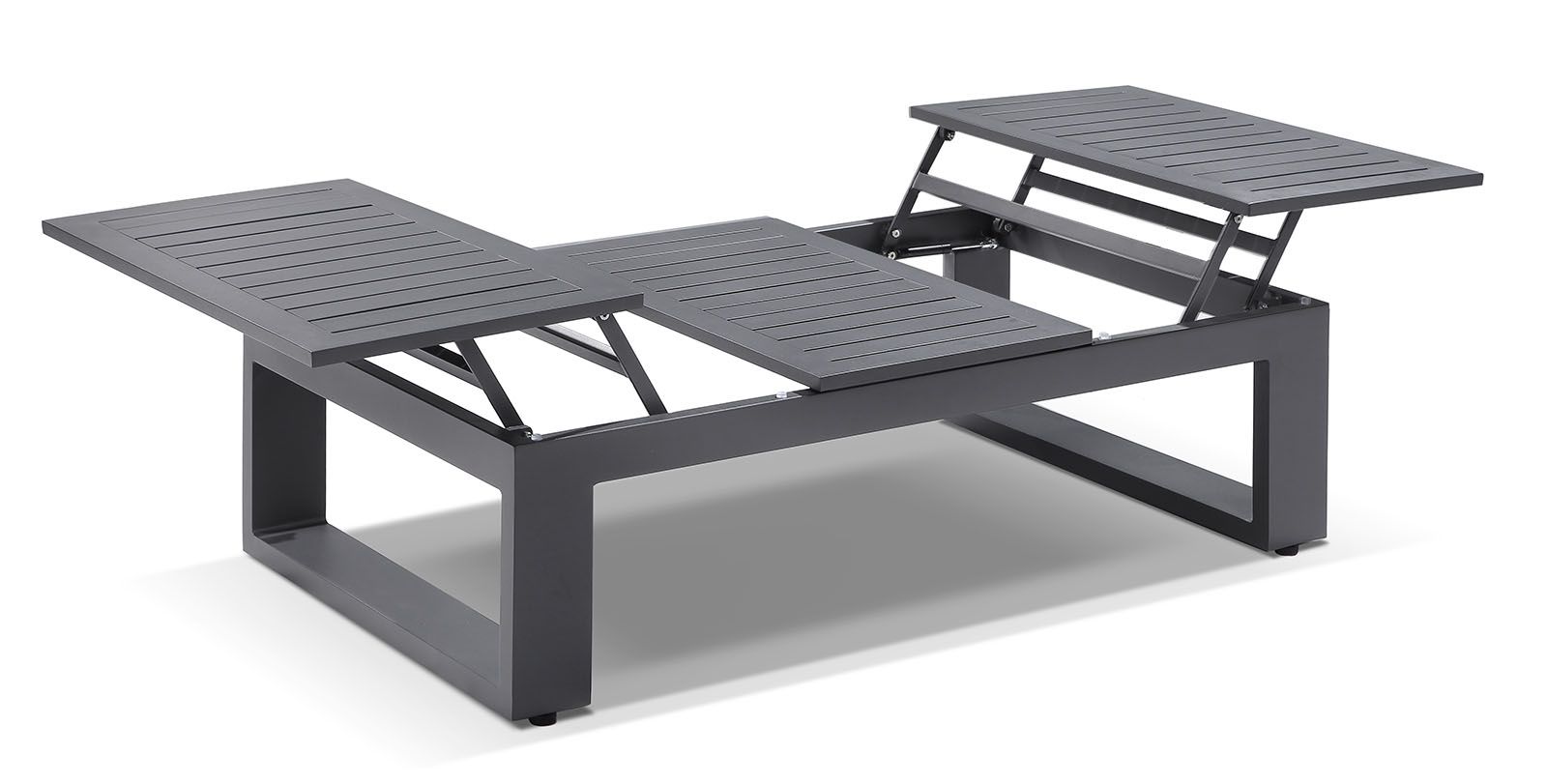 "Hawaii" Hamptons Style Modular Lounge Setting with 2 x Coffee Tables in Charcoal with Denim Cushions - Image 2
