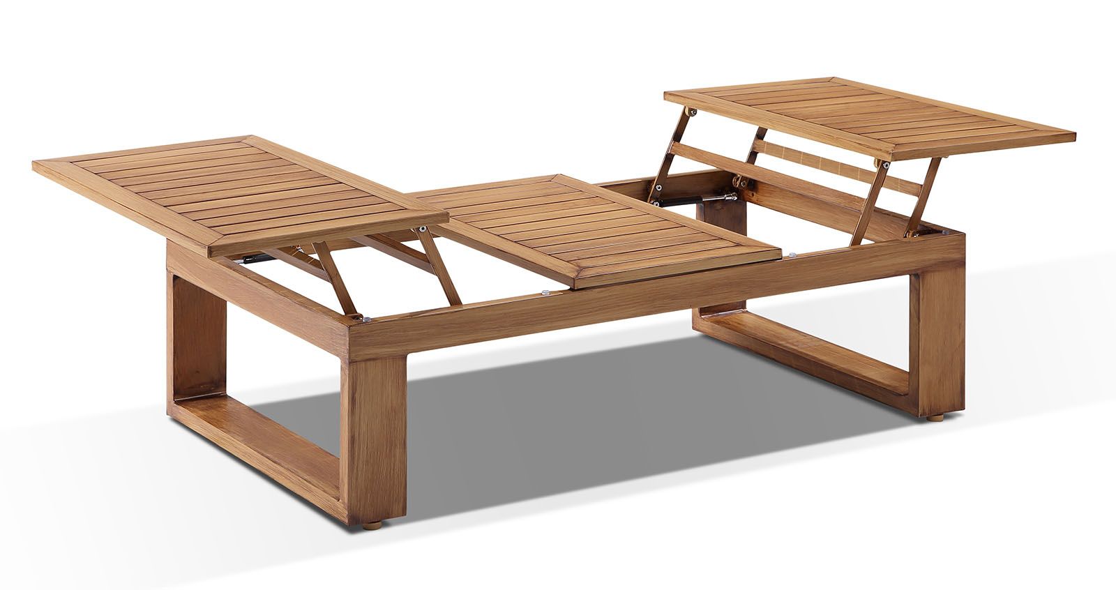 "Hawaii" Hamptons Style Aluminium Outdoor Setting with 3, 2 & 1 Seater Lounges & Coffee Table in Teak with Cream Cushions - Image 3
