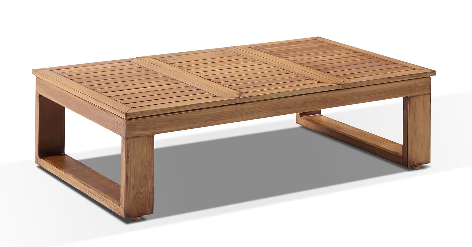 "Hawaii" Hamptons Style Aluminium Outdoor Modular Lounge Setting with Coffee Table in Teak Look with Cream Cushions - Image 2