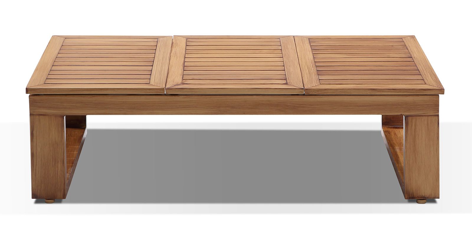 "Hawaii" Hamptons Style Aluminium Modular Lounge Setting with 2 x Coffee Tables in Teak Look with Denim Cushions - Image 4