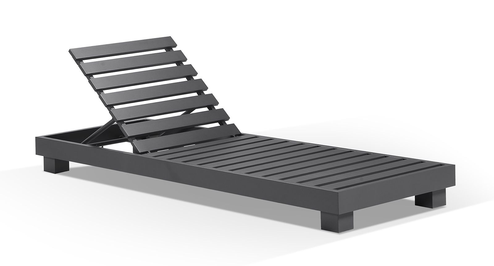 "Hawaii" Hamptons Style Aluminium Sun Lounge Set in Charcoal with Denim Grey Cushions - Image 3