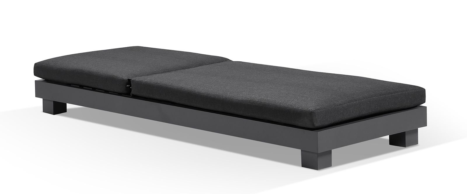 "Hawaii" Hamptons Style Aluminium Sun Lounge Set in Charcoal with Denim Grey Cushions - Image 2