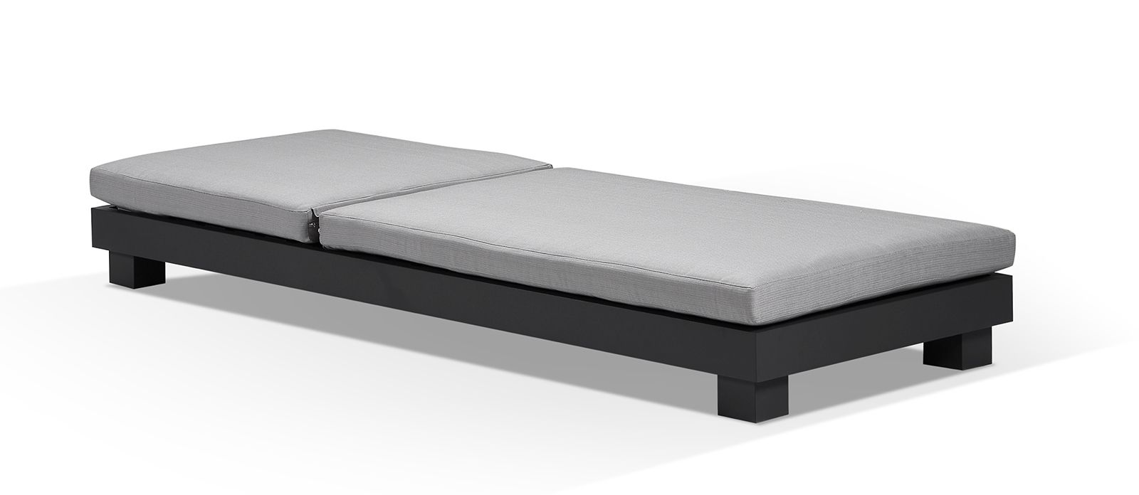 "Hawaii" Hamptons Style Aluminium Sun Lounge Set in Charcoal with Olefin Grey Cushions - Image 2