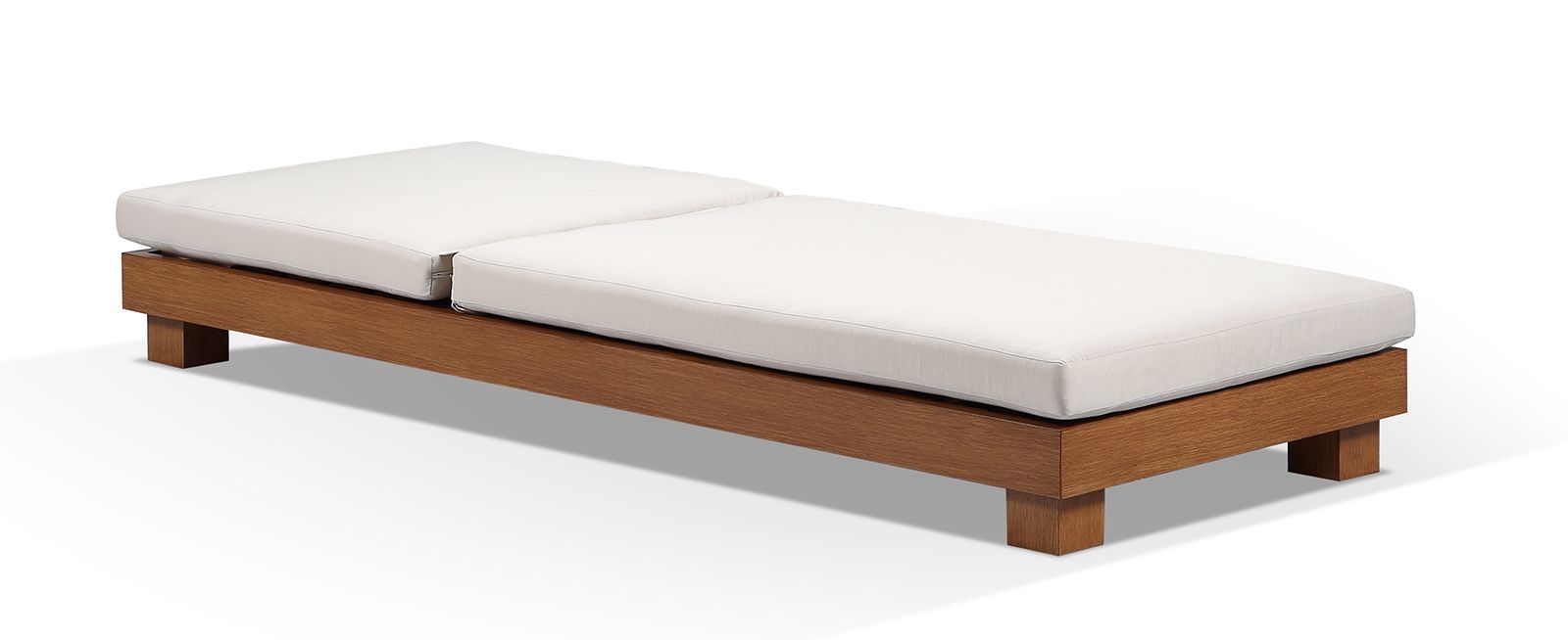 "Hawaii" Hamptons Style Aluminium Sun Lounge in Teak Look with Cream Cushion - Image 3