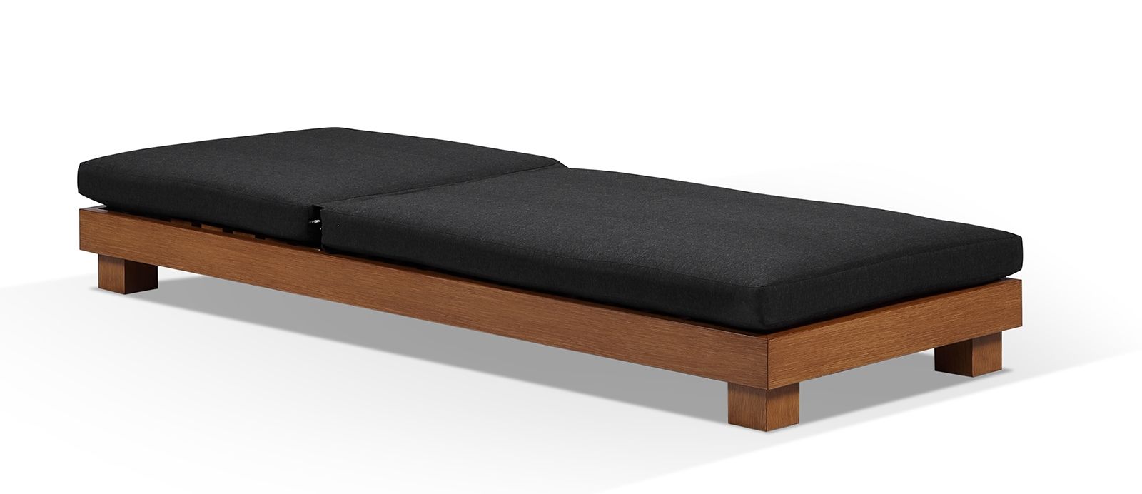 "Hawaii" Hamptons Style Aluminium Sun Lounge Set in Teak Look with Denim Grey Cushions - Image 2
