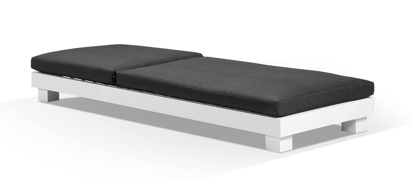 "Hawaii" Hamptons Style Aluminium Sun Lounge in White with Denim Grey Cushions - Image 2