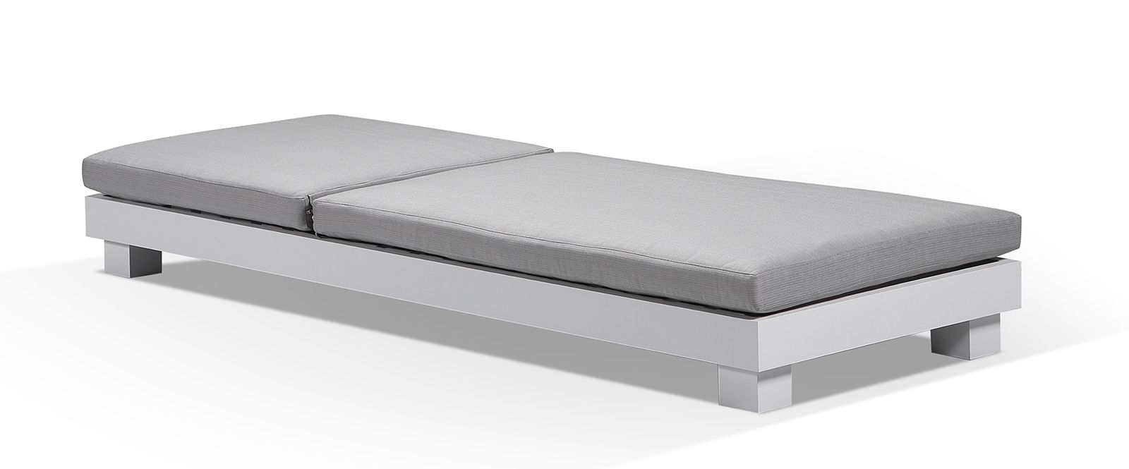 "Hawaii" Hamptons Style Aluminium Sun Lounge Set in White with Olefin Grey Cushions - Image 2