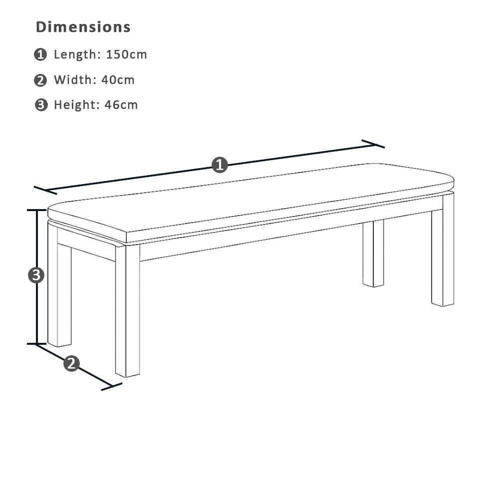 "Hawaii" Resort Style Aluminium Dining Bench 150cm White, Grey Cushion (RRP $999) - Image 2