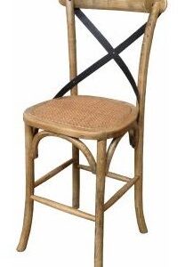 "Noosaville" Oak Kitchen Bar Counter Stool Chair Cross Back Bar, 42cmL x 42cmD x 99cmH