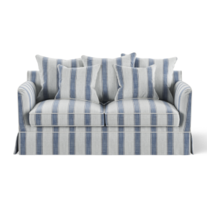 Noosa Hamptons 2 Seat Sofa Blue Sky Stripe, W 170cm D 91cm H 80cm (RRP $2279)