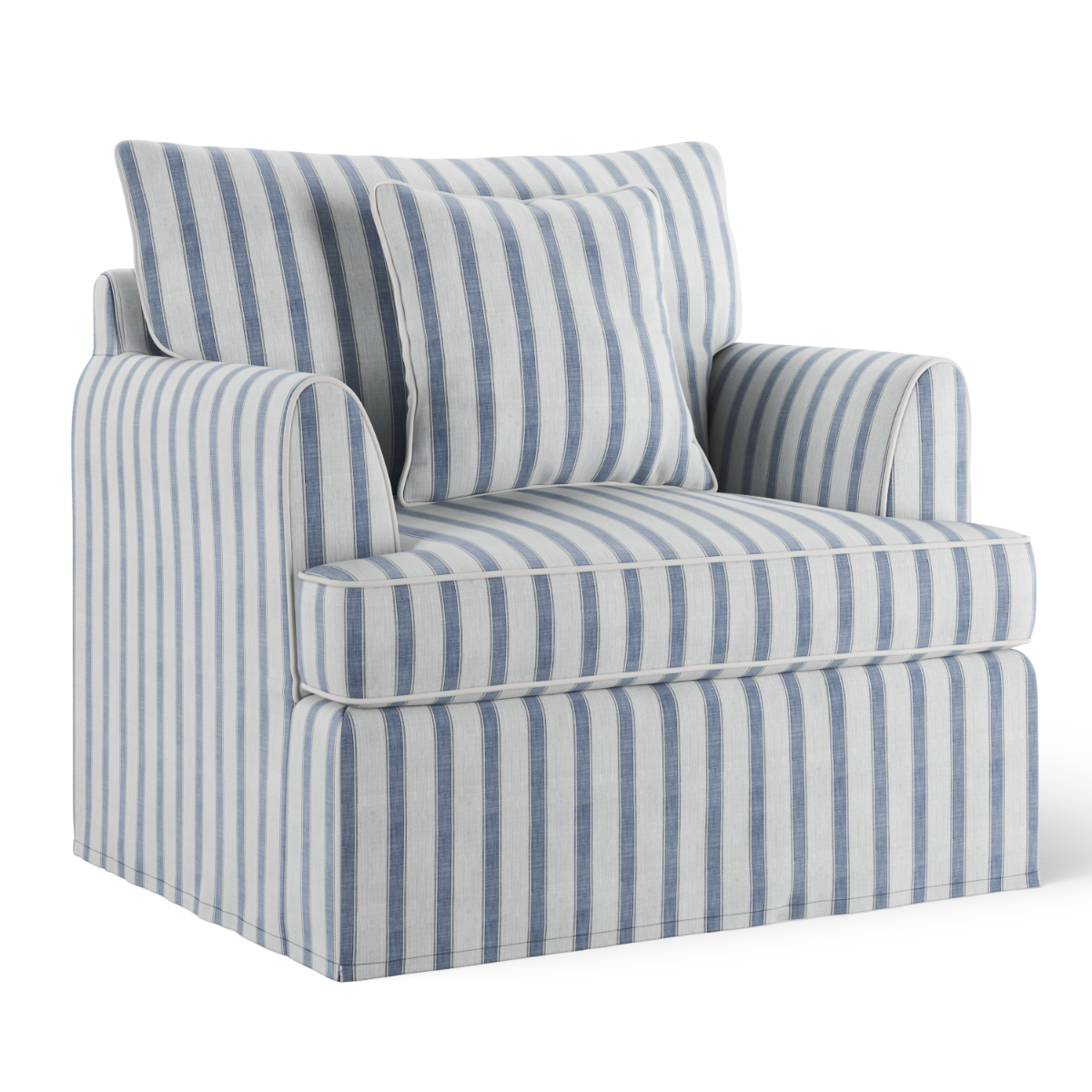 Byron Hamptons Armchair Blue Sky Stripe, W 99cm D 96cm H 78cm (RRP $1859) - Image 3