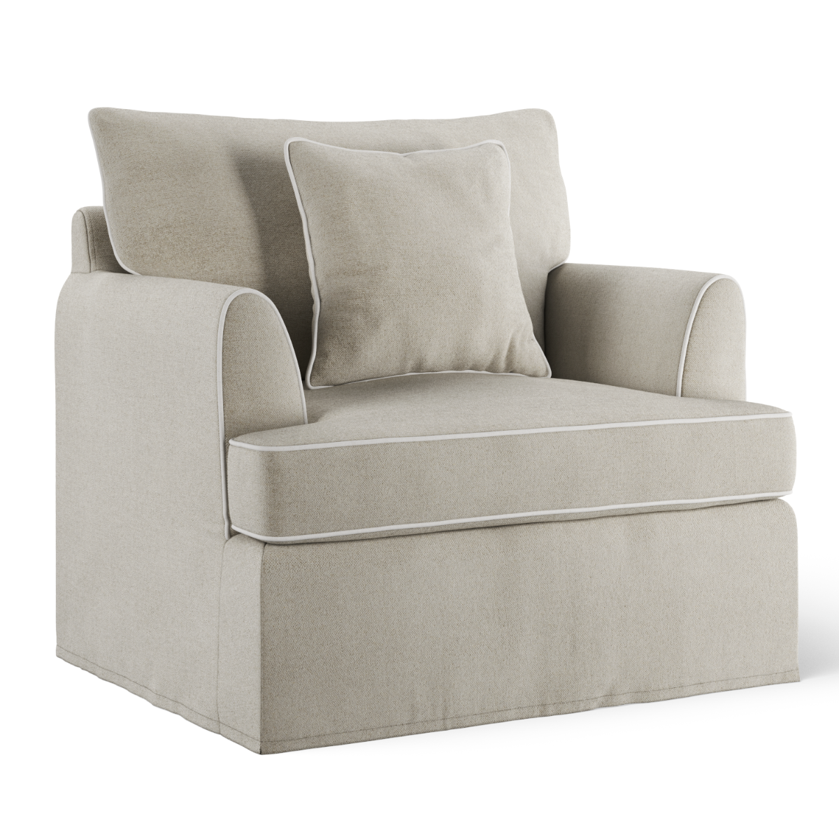 Byron Hamptons Armchair Natural with White Piping, W 99cm D 96cm H 78cm (RRP $1849) - Image 3