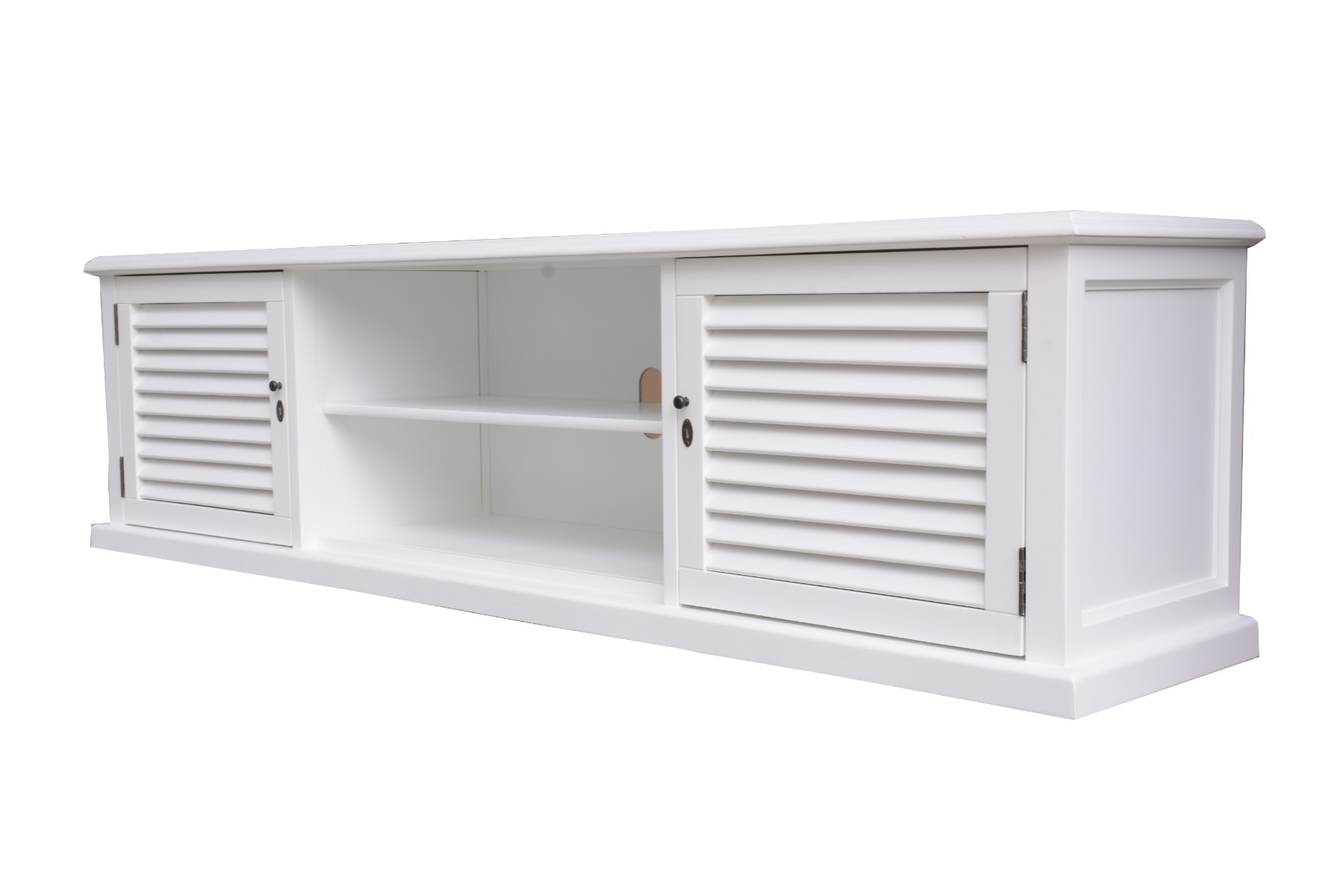 "Whitehaven" Hamptons Timber TV Entertainment Unit White, 180cmL x 45cmD x 55cmH - Image 2
