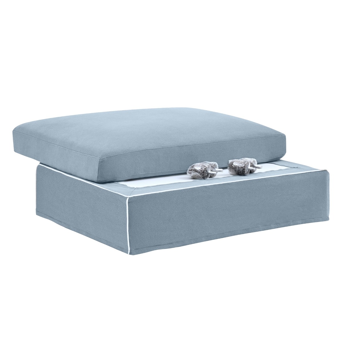 Marbella Ottoman Beach W/White Piping, W 125 D 91 H 45cm (RRP $1429) - Image 5