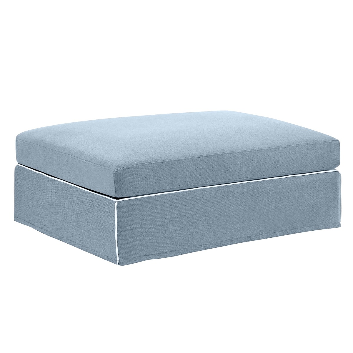 Marbella Ottoman Beach W/White Piping, W 125 D 91 H 45cm (RRP $1429) - Image 4