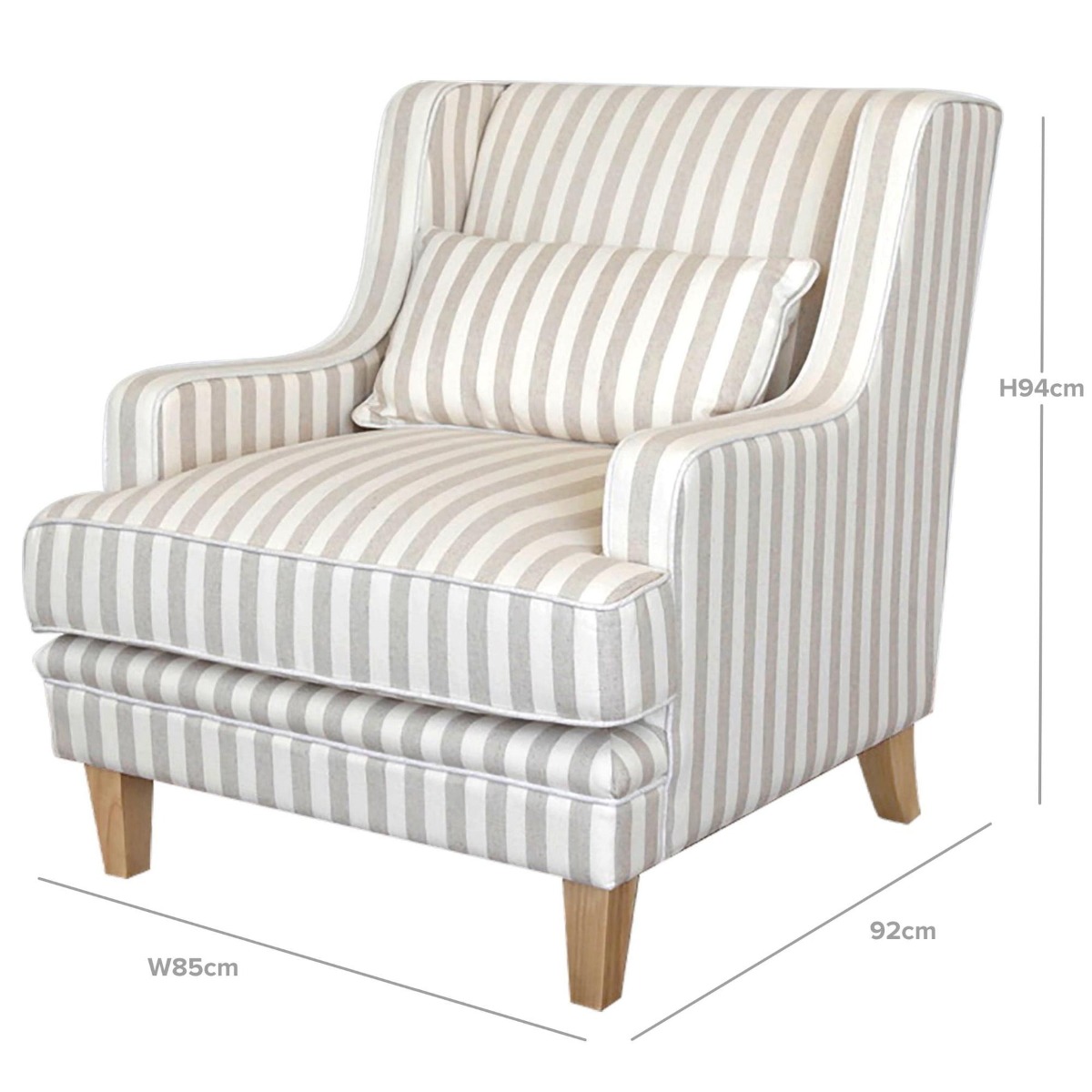 Bondi Hamptons Armchair Natural Stripe, W 92cm D 85cm H 94cm (RRP $1499) - Image 9