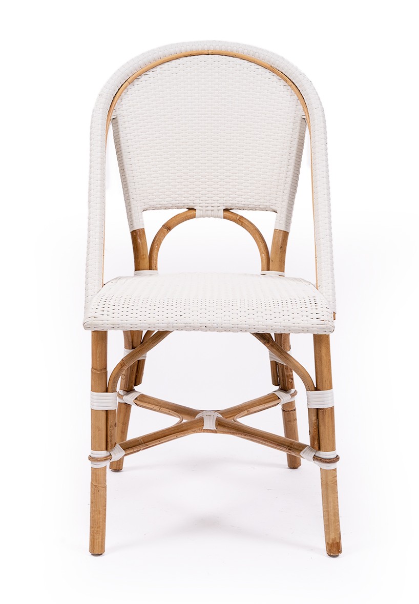 "Parisienne" Hamptons Style Bistro Cafe Dining Chair Rattan & Synthetic Wicker, White (RRP $449) - Image 2