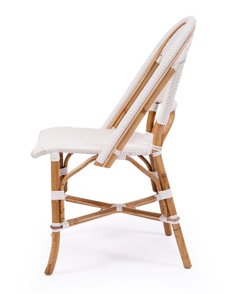 "Parisienne" Hamptons Style Bistro Cafe Dining Chair Rattan & Synthetic Wicker, White (RRP $449) - Image 3