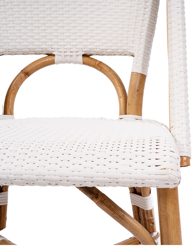 "Parisienne" Hamptons Style Bistro Cafe Dining Chair Rattan & Synthetic Wicker, White (RRP $449) - Image 5