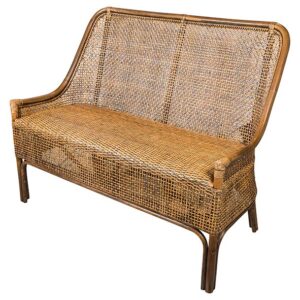 "Southbeach" Hamptons Style Rattan 2 Seater Dining Bench Seat, Antique Natural (RRP $999)