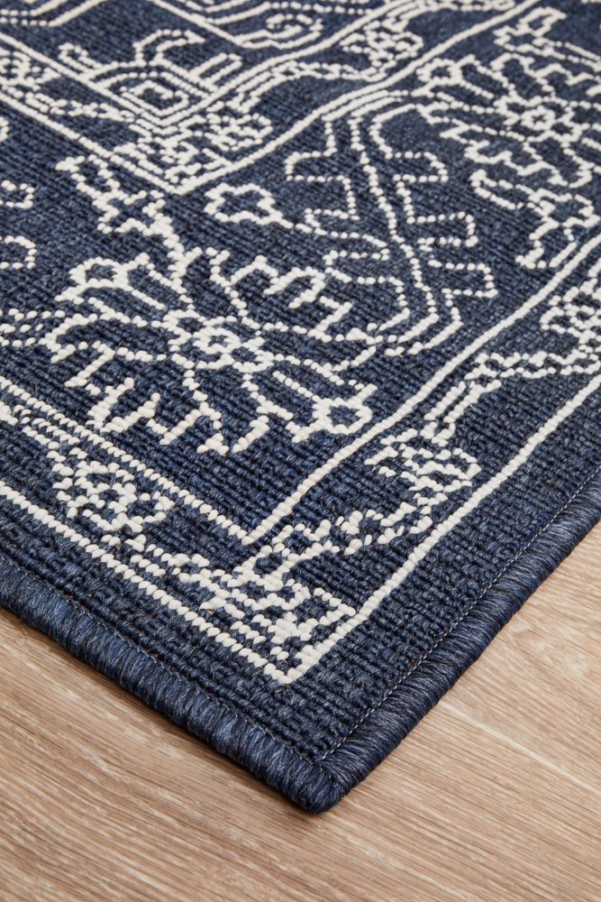 "Seaside" Hamptons Style Outdoor/Indoor Rug 5555, Navy - Image 2
