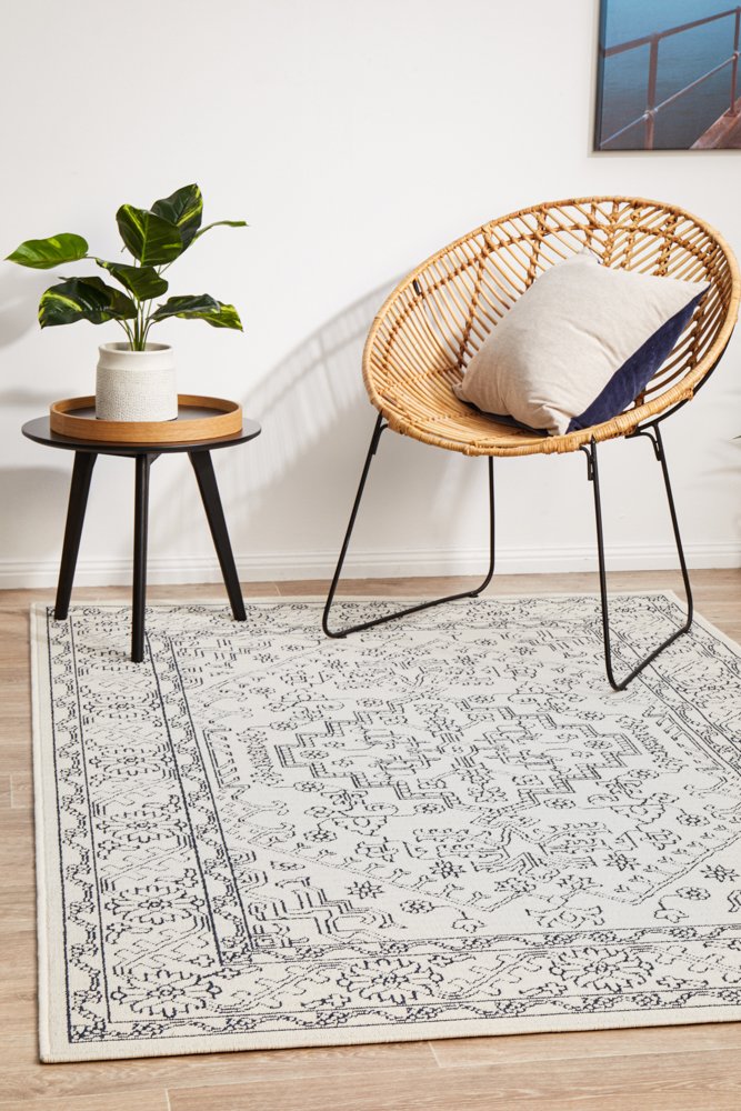 "Seaside" Hamptons Style Outdoor/Indoor Rug 5555, White-Seaside 5555 White Rug 280cm x 190cm - Image 7
