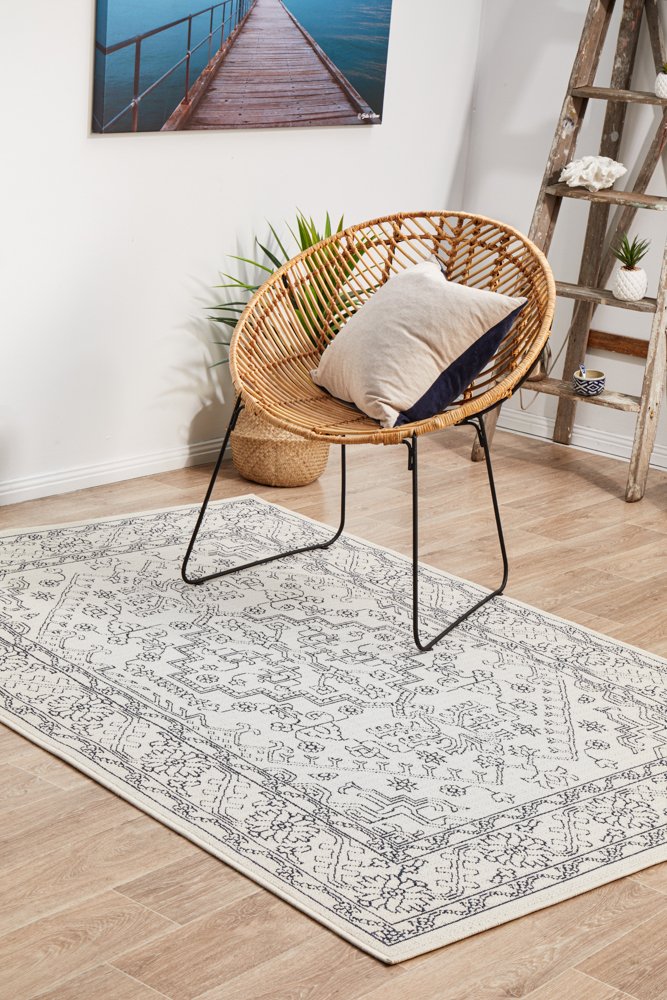 "Seaside" Hamptons Style Outdoor/Indoor Rug 5555, White-Seaside 5555 White Rug 280cm x 190cm - Image 8