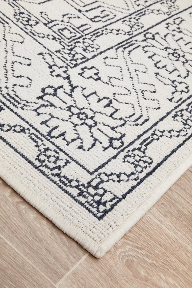 "Seaside" Hamptons Style Outdoor/Indoor Rug 5555, White-Seaside 5555 White Rug 280cm x 190cm - Image 2