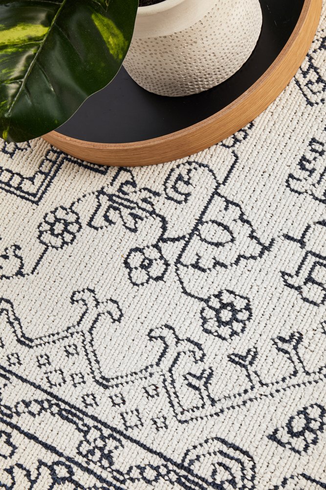 "Seaside" Hamptons Style Outdoor/Indoor Rug 5555, White-Seaside 5555 White Rug 280cm x 190cm - Image 5