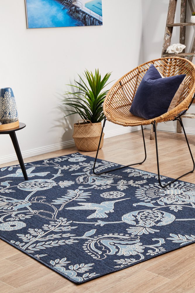 "Seaside" Hamptons Style Outdoor/Indoor Rug, Navy - Image 8