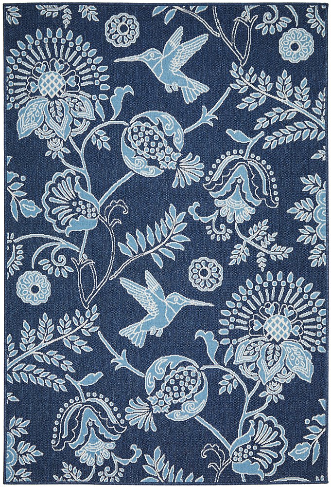 "Seaside" Hamptons Style Outdoor/Indoor Rug, Navy - Image 7