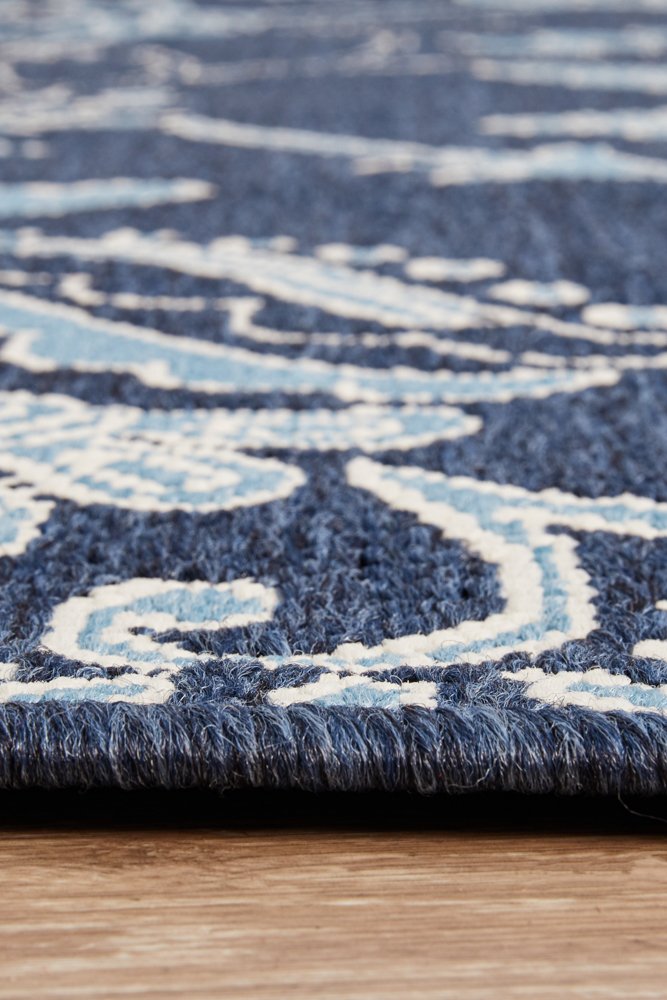 "Seaside" Hamptons Style Outdoor/Indoor Rug 7777, Navy-Seaside 7777 Rug 220cm x 150cm - Image 3