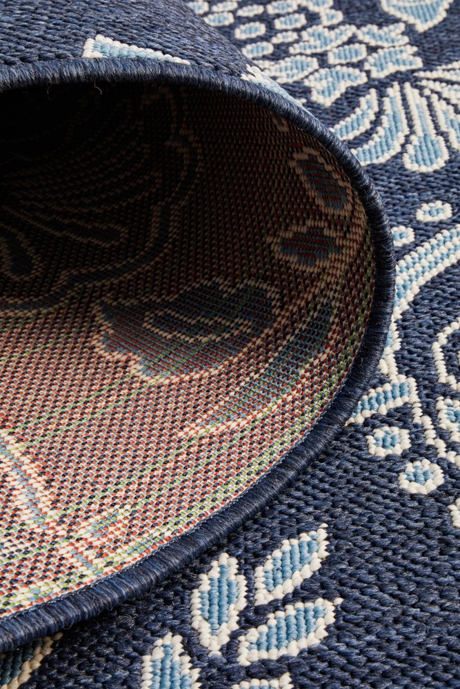 "Seaside" Hamptons Style Outdoor/Indoor Rug, Navy - Image 2