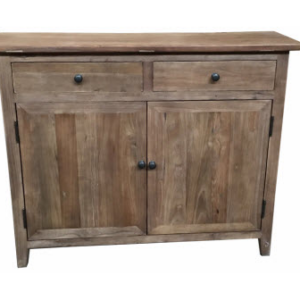 "St Lucia" Recycled Elm Timber 2 Drawer 2 Door Buffet Natural, 100cmW x 28cmD x 80cmH