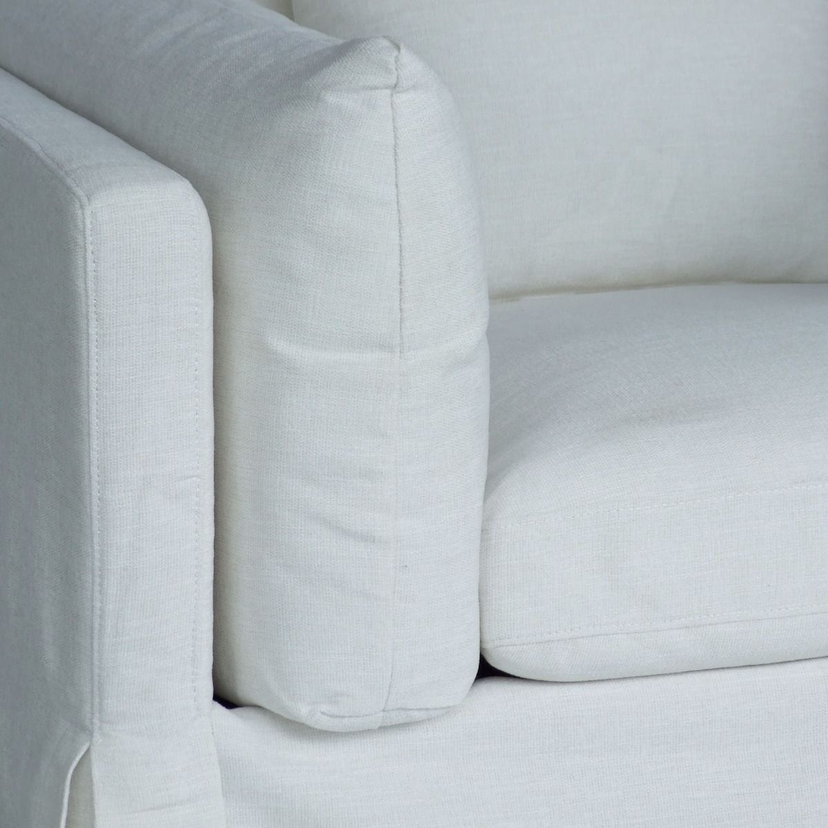 "Kirra" Coastal Style Fabric 3.5 Seater Sofa Lounge Feather Filled with Removable Slip Covers, White 235cmL x 100cmD x 84cmH (RRP $3499) - Image 5