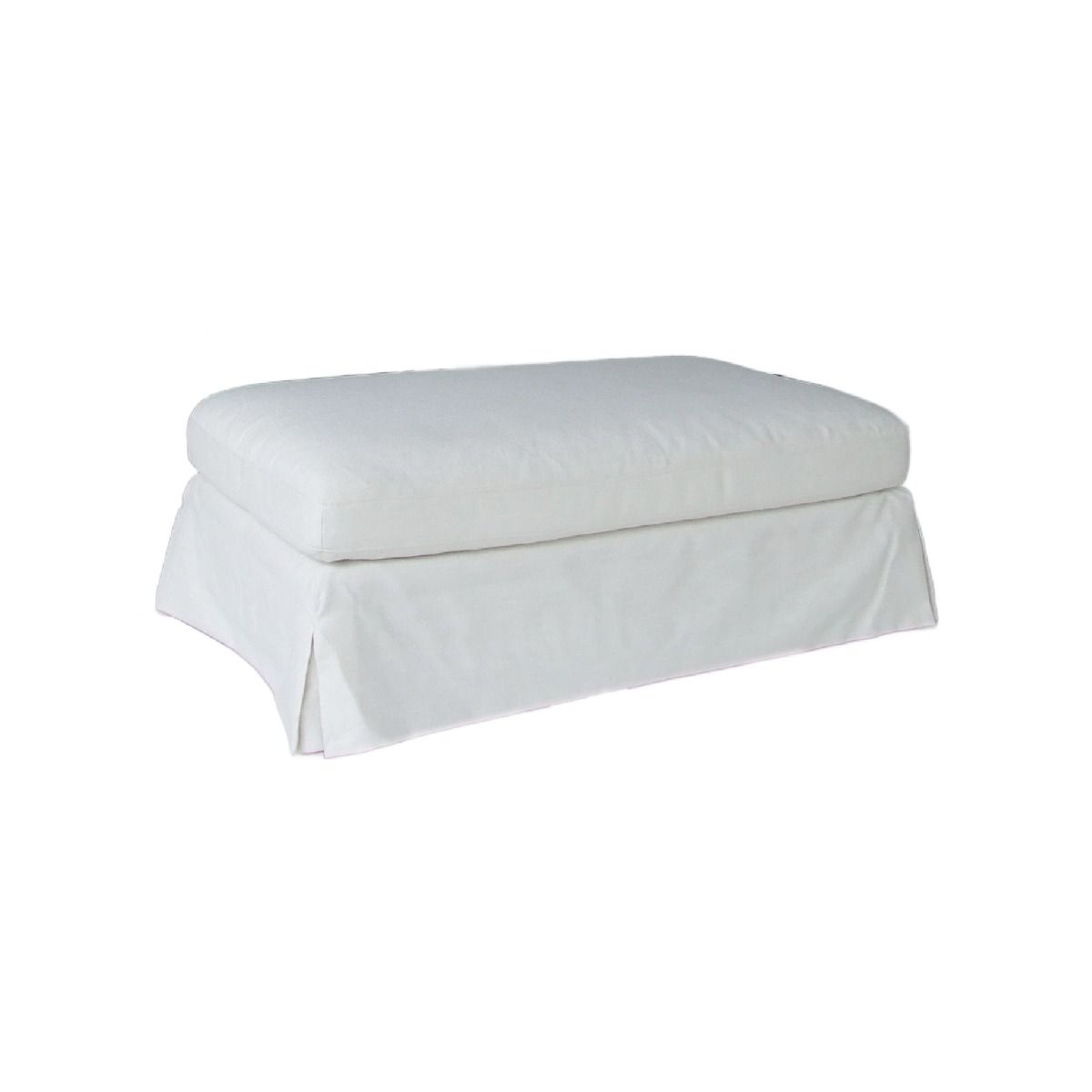 "Kirra" Coastal Style Fabric Ottoman Footstool with Removable Slip Covers, White 112cmL x 67cmD x 44cmH (RRP $799) - Image 3