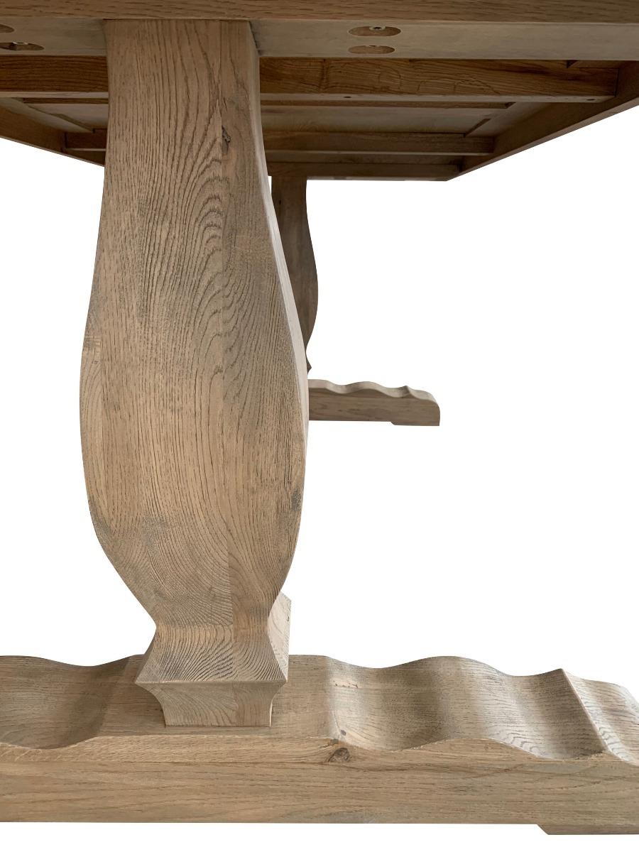 Sophia Hamptons Style Hardwood Timber Dining Table with Pedestal Base, Weathered Oak 200x100x78cm (RRP $3999) - Image 2