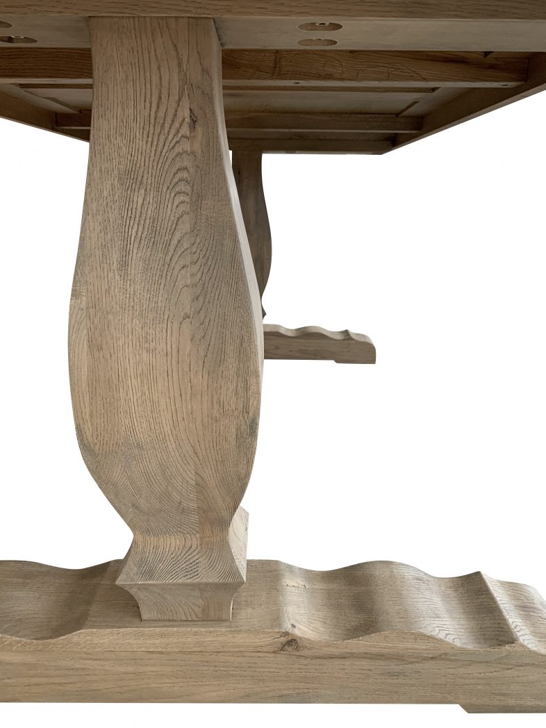 Sophia Hamptons Style Hardwood Timber Dining Table with Pedestal Base, Weathered Oak 240x100x78cm (RRP $4499) - Image 4