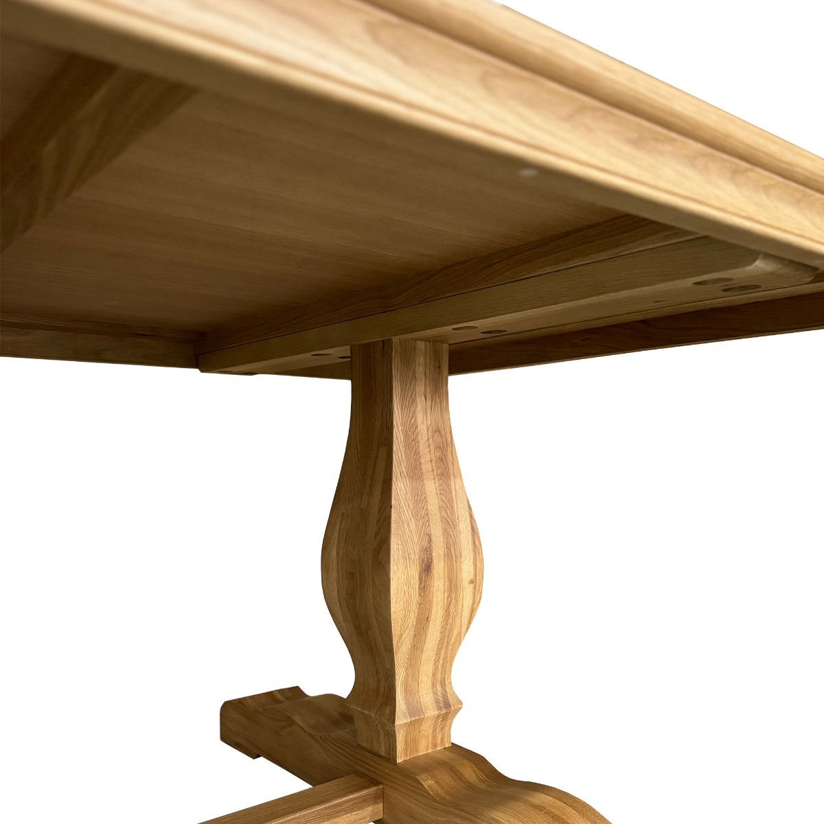 "Sophia" Hamptons Style Hardwood Parquet Timber Dining Table Pedestal Base, Natural Oak 240x100cm (RRP $4499) - Image 3