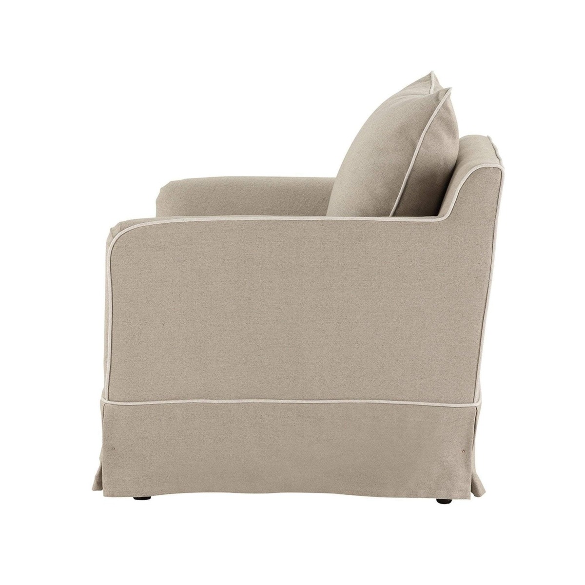 Slip Cover Only - Noosa Hamptons Armchair Natural W/White Piping, W 90cm D 91cm H 80cm (RRP $724) - Image 6