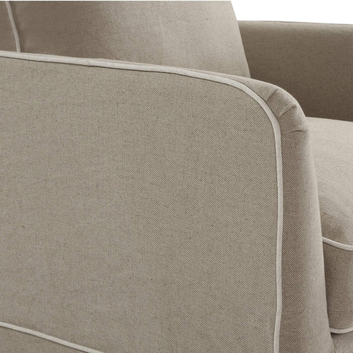 Slip Cover Only - Noosa Hamptons Armchair Natural W/White Piping, W 90cm D 91cm H 80cm (RRP $724) - Image 3