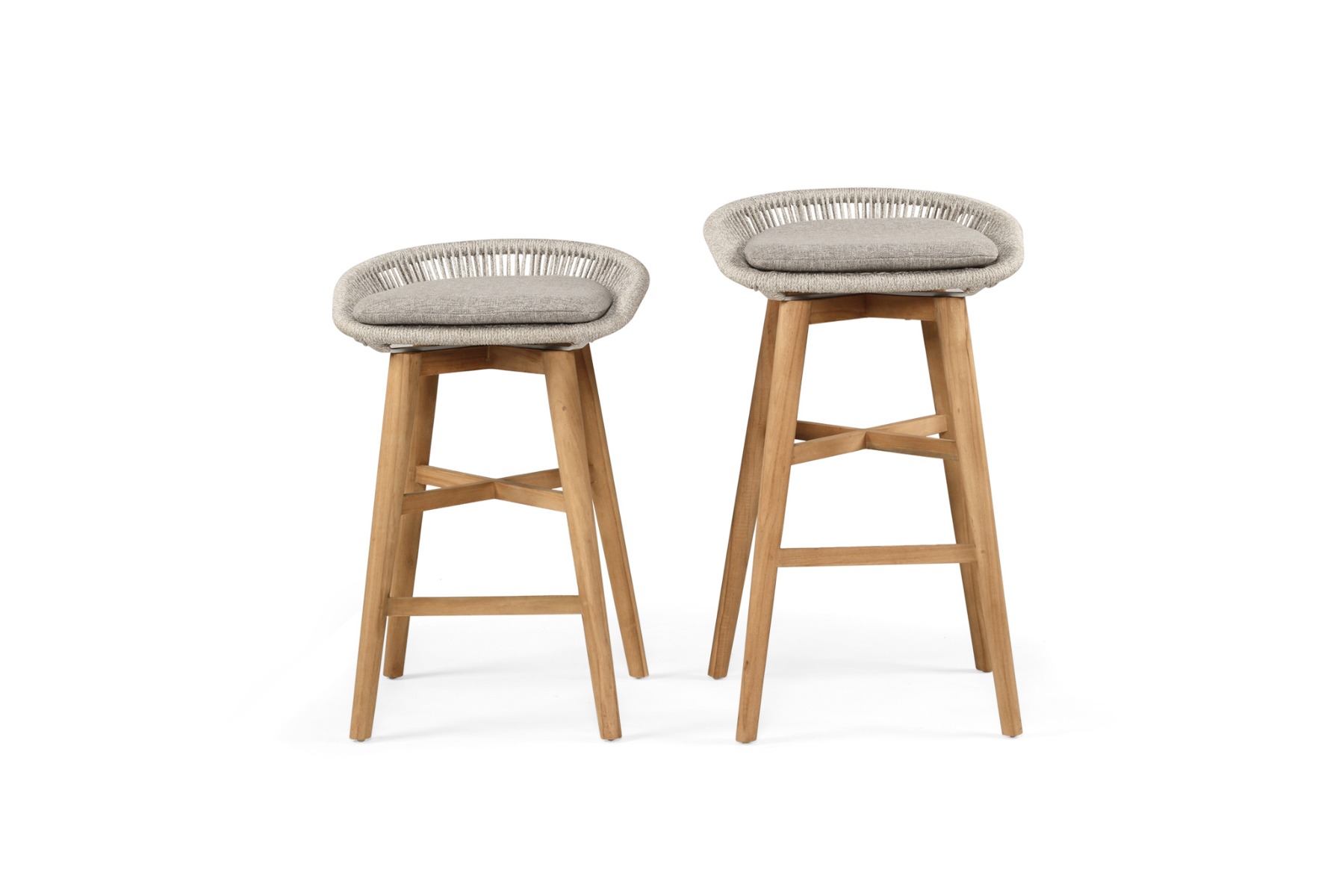 Taylor Backless Counter Stool Indoor/Outdoor Grey/White, Width 51cm x Depth 52cm x Height 76cm - Image 3